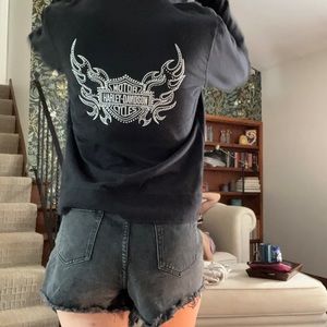 Retro Harley Davidson rhinestone zip up